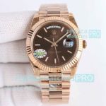 TWB Swiss Replica Rolex Day-Date II 40 Chocolate Dial Rose Gold President Watch 